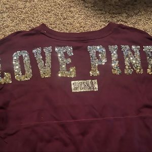 VS PINK CREWNECK SIZE SMALL BURGUNDY